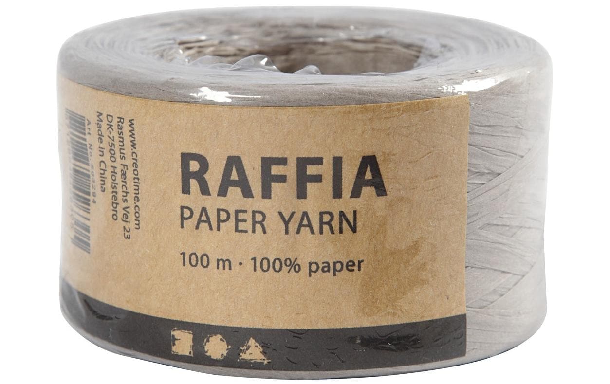 Creativ Company Geschenkband Papier Raffiabast Hellgrau – 8 mm × 100 m
