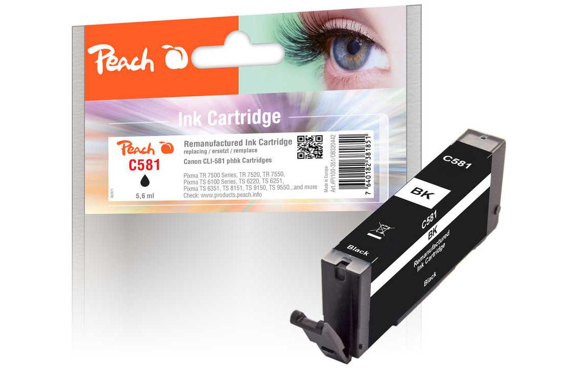 Peach CLI-581 Foto-Schwarz Tintenpatrone (Kompatibel) – 5,6 ml – für Canon Pixma TR 7500 Serie