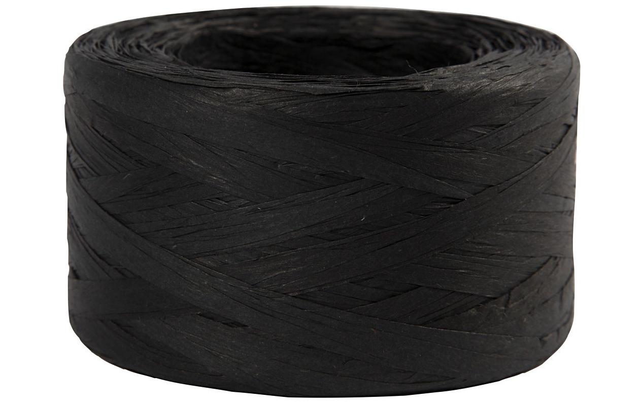 Creativ Company Geschenkband Raffiabast, Schwarz – 8 mm × 100 m