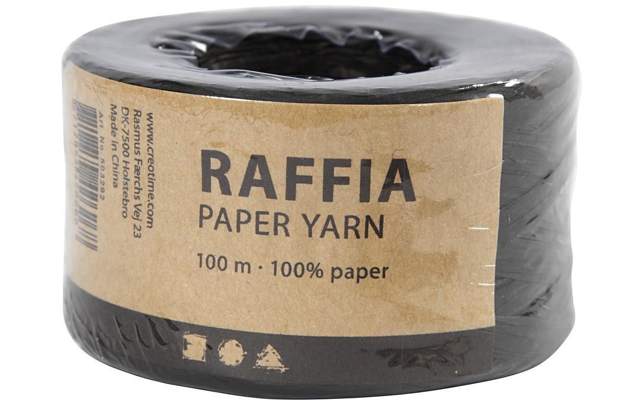 Creativ Company Geschenkband Raffiabast, Schwarz – 8 mm × 100 m