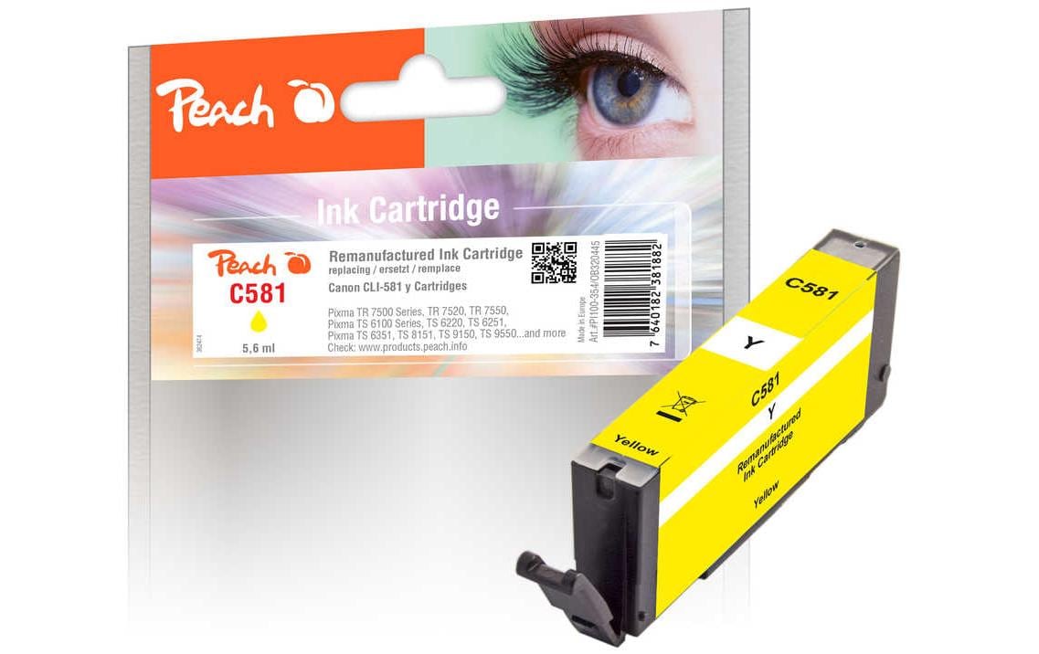 Peach CLI-581 Gelb Tintenpatrone (Kompatibel) – 5,6 ml – für Canon Pixma TR 7500, TS 6100, TS 8200 …