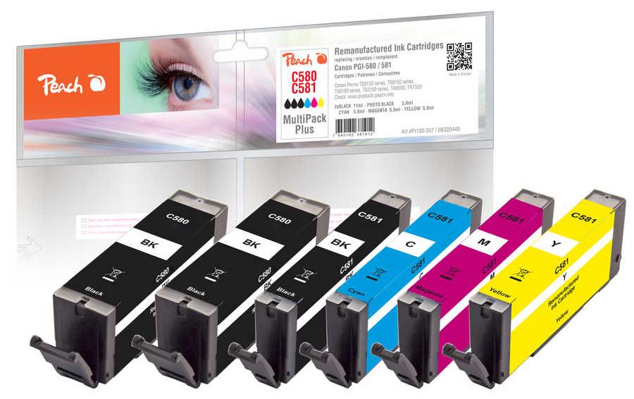 Peach Tintenpatronen-Multipack PGI-580/CLI-581, kompatibel – für Canon Pixma TR 7520, TS 8150, TS 9150 und andere