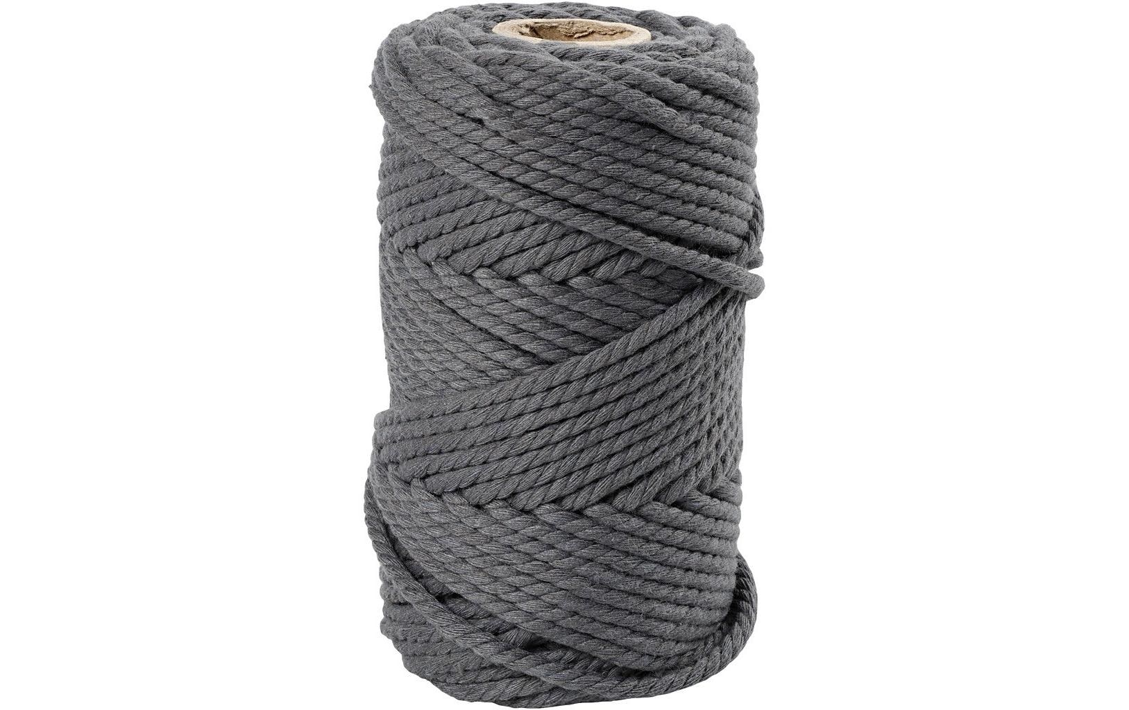 Creativ Company Seil Makramee-Kordel Grau – Ø 4 mm, 330 g, 55 m, Baumwolle