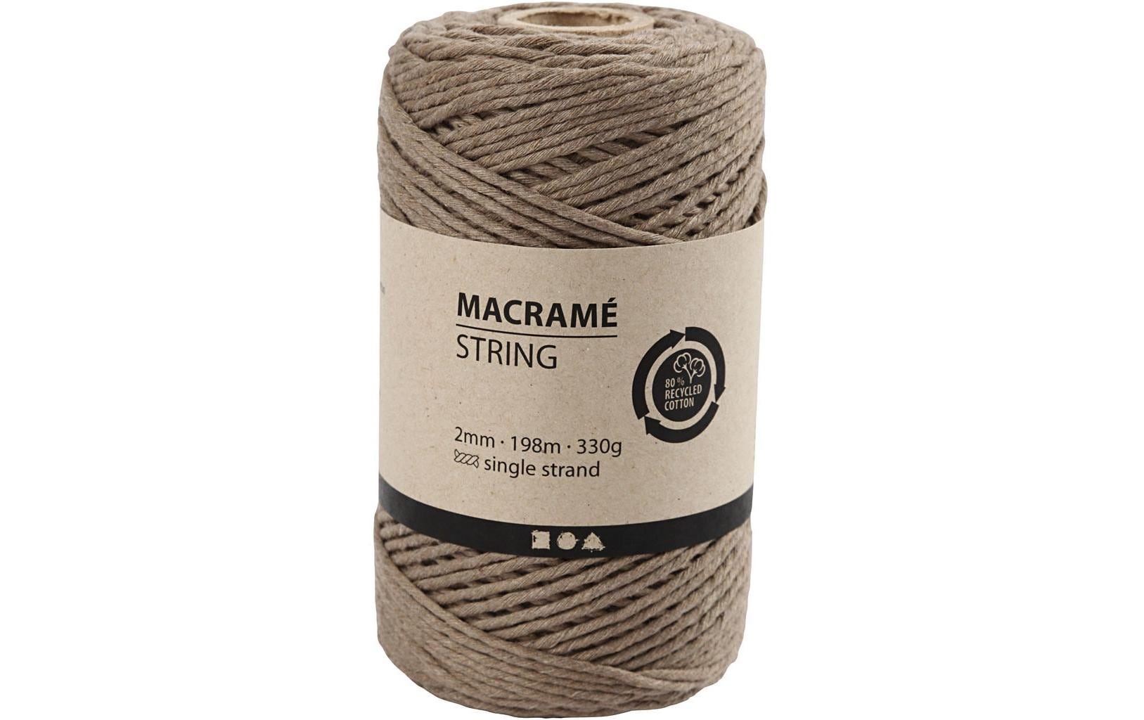 Creativ Company 414761 Makramee-Kordel Hellbraun – Ø 2 mm, 330 g, 198 m, Baumwolle