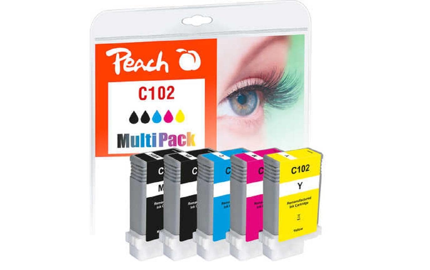Peach Tintenpatronen-Multipack PFI-102, 5×130 ml – für Canon imagePROGRAF iPF 500/510/510 plus und andere
