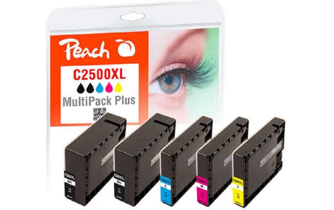 Peach PGI-2500XL Tintenpatronen-Multipack, Schwarz/Cyan/Magenta/Gelb (Kompatibel) – für Canon Maxify MB 5000 Serie