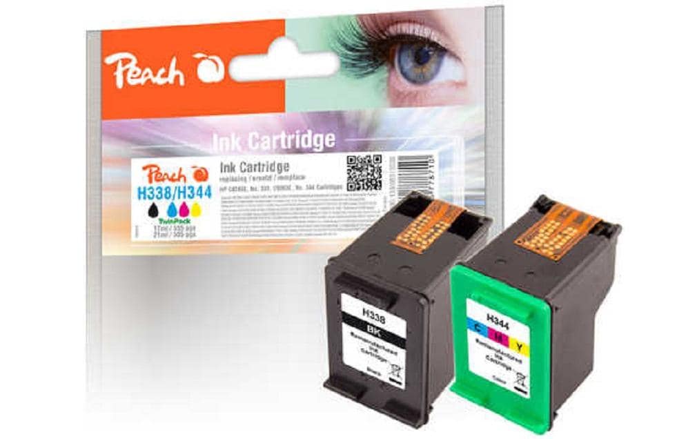 Peach Tintenpatronen-Multipack HP 338/344, 2er-Pack, kompatibel – für HP DeskJet 460, 5740, OfficeJet 6210 usw.