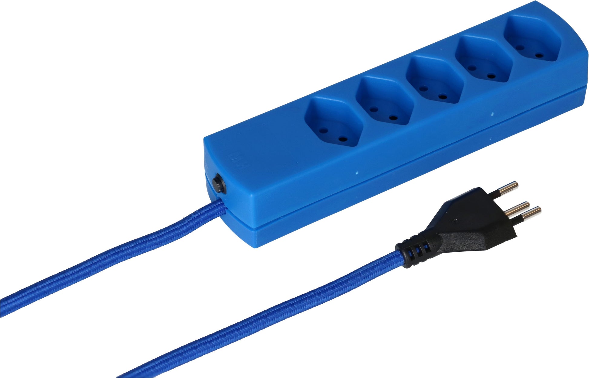 MaxTex Steckdosenleiste – 5× T13, 2 m, ohne Schalter, IP20, blau