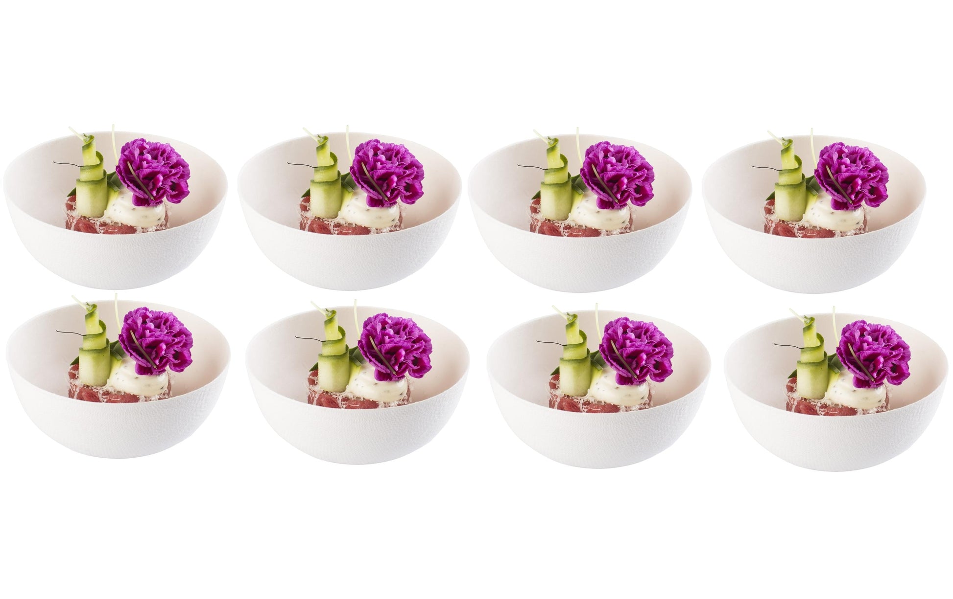 Sier Disposables Dekorative Schale Bagasse (Zuckerrohr), rund – 300 ml, Ø 11 cm, weiss – 40 Stk.