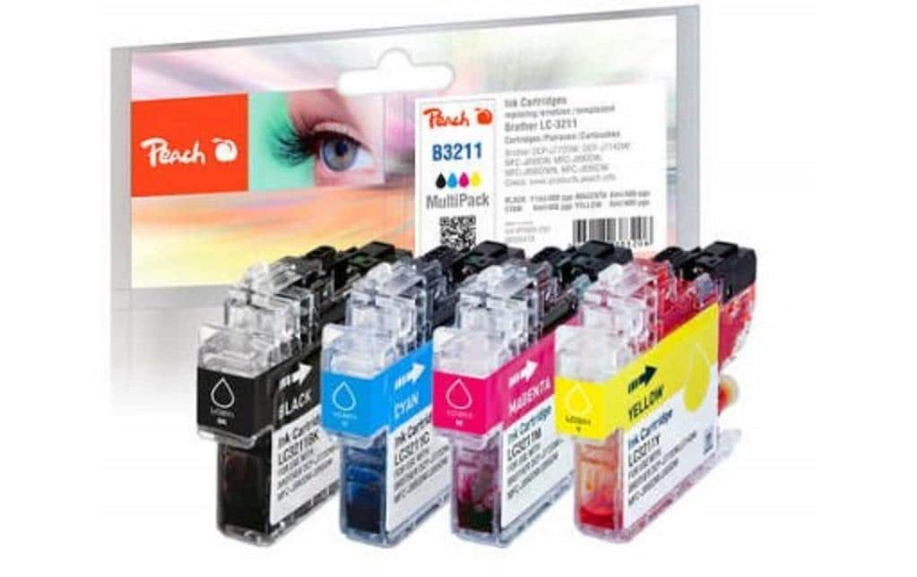 Peach LC-3211 Tintenpatronen-Multipack, Schwarz/Cyan/Magenta/Gelb (Kompatibel) – für Brother DCPJ 572/770/772