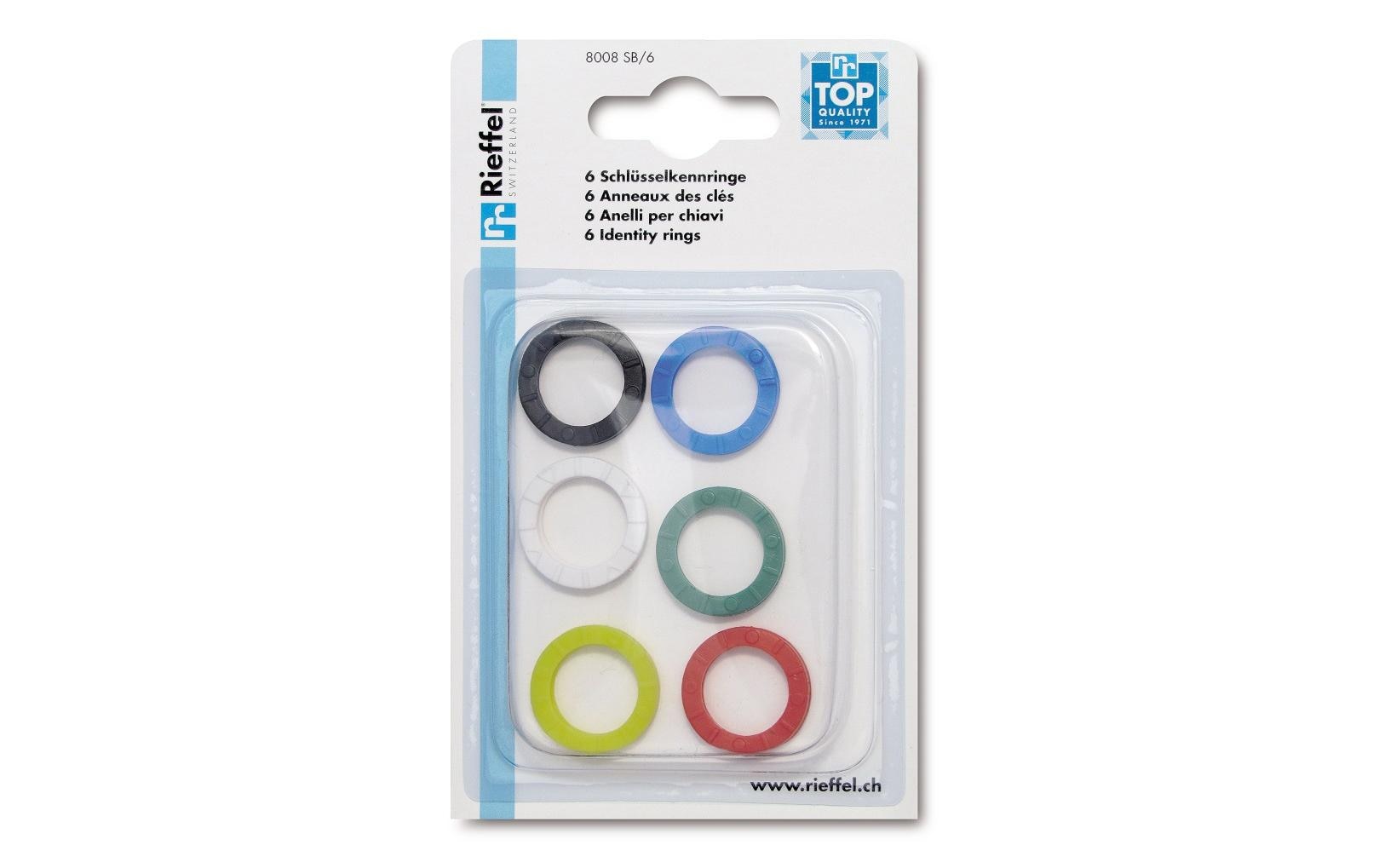 Rieffel Schlüsselring – Kunststoff, Mehrfarbig, Ø 25 mm, 6er-Pack