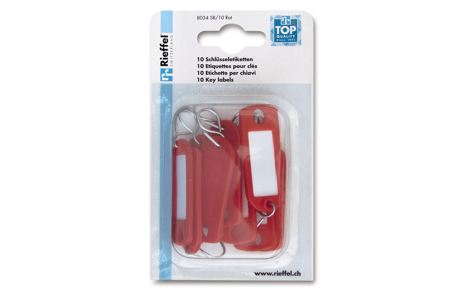 Rieffel Schlüsselanhänger – Kunststoff, Rot, 22 × 55 mm, 10er-Pack