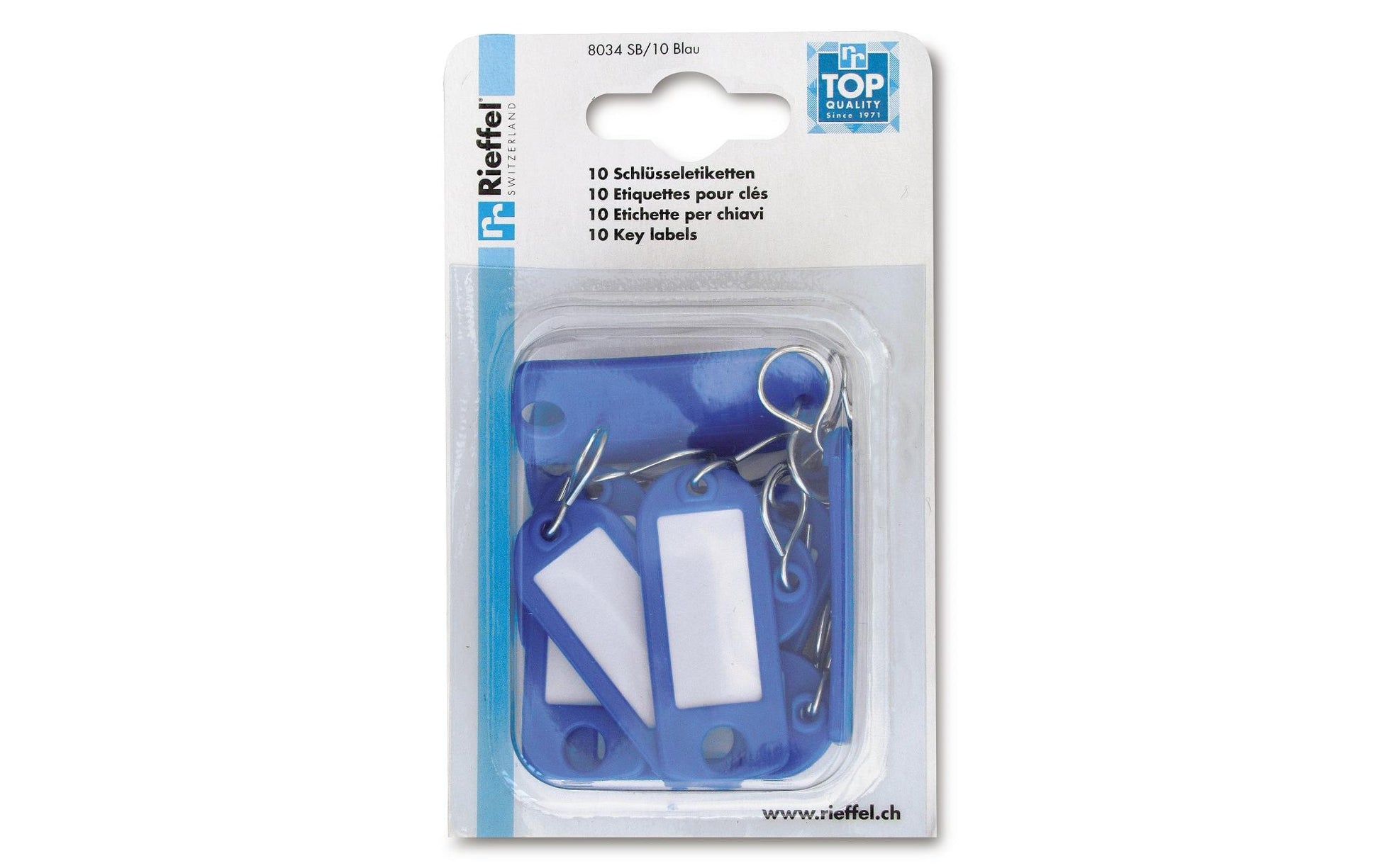 Rieffel Schlüsselanhänger – Kunststoff, Blau, 22 × 55 mm, 10er-Pack