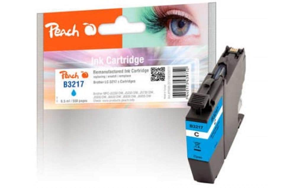 Peach LC-3217C Cyan Tintenpatrone (Kompatibel) – 550 Seiten – für Brother MFCJ 5330 DW/5330 DW XL/5335 DW …