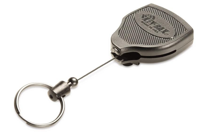 Key-bak Super 48 Schlüsselanhänger – Kunststoff, L 190 mm, Schwarz, Gürtelklemme, Kevlar-Auszugsschnur 1,20 m