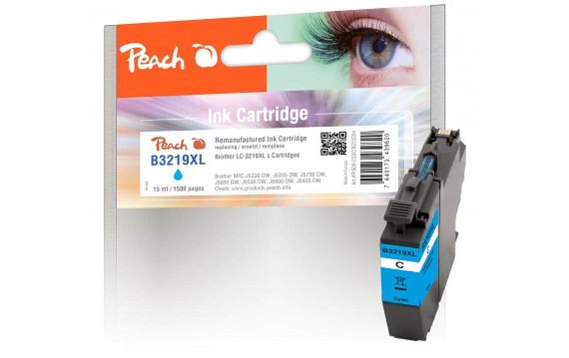 Peach Tintenpatrone LC-3219XL (LC-3219XLC), cyan, XL, 15 ml, kompatibel – für Brother MFCJ 5330/5335 und andere