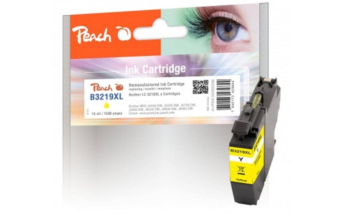 Peach LC-3219XL Gelbe Tintenpatrone (Kompatibel) – 1'500 Seiten – für Brother LC-3219XLY