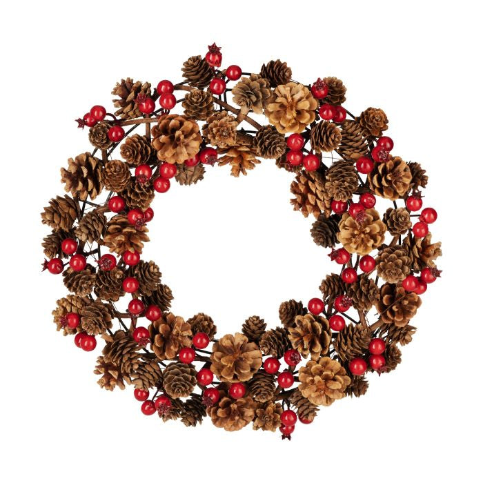 EGLO Weihnachtskranz – Ø 37 × 7,5 cm – Kiefernholz, mehrfarbig