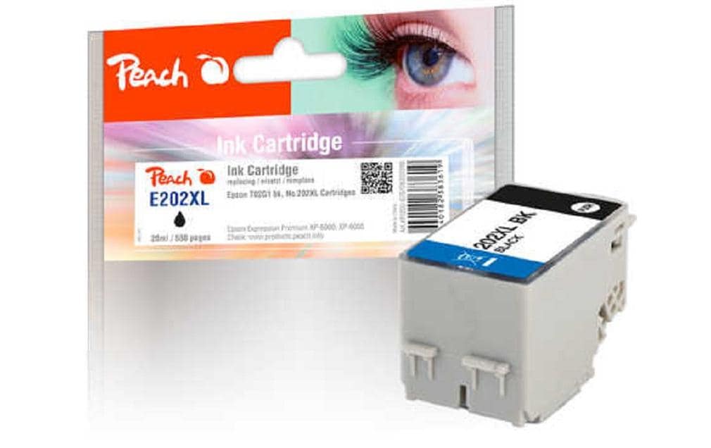 Peach 202XL Schwarz Tintenpatrone (Kompatibel) – 550 Seiten – für Epson XP-6000/XP-6005/XP-6100 …