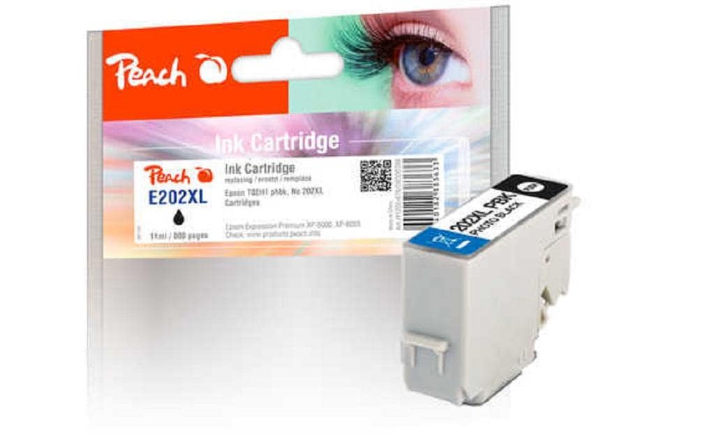 Peach 202XL Foto-Schwarz Tintenpatrone (Kompatibel) – 800 Seiten – für Epson XP-6000/6005/6100 …