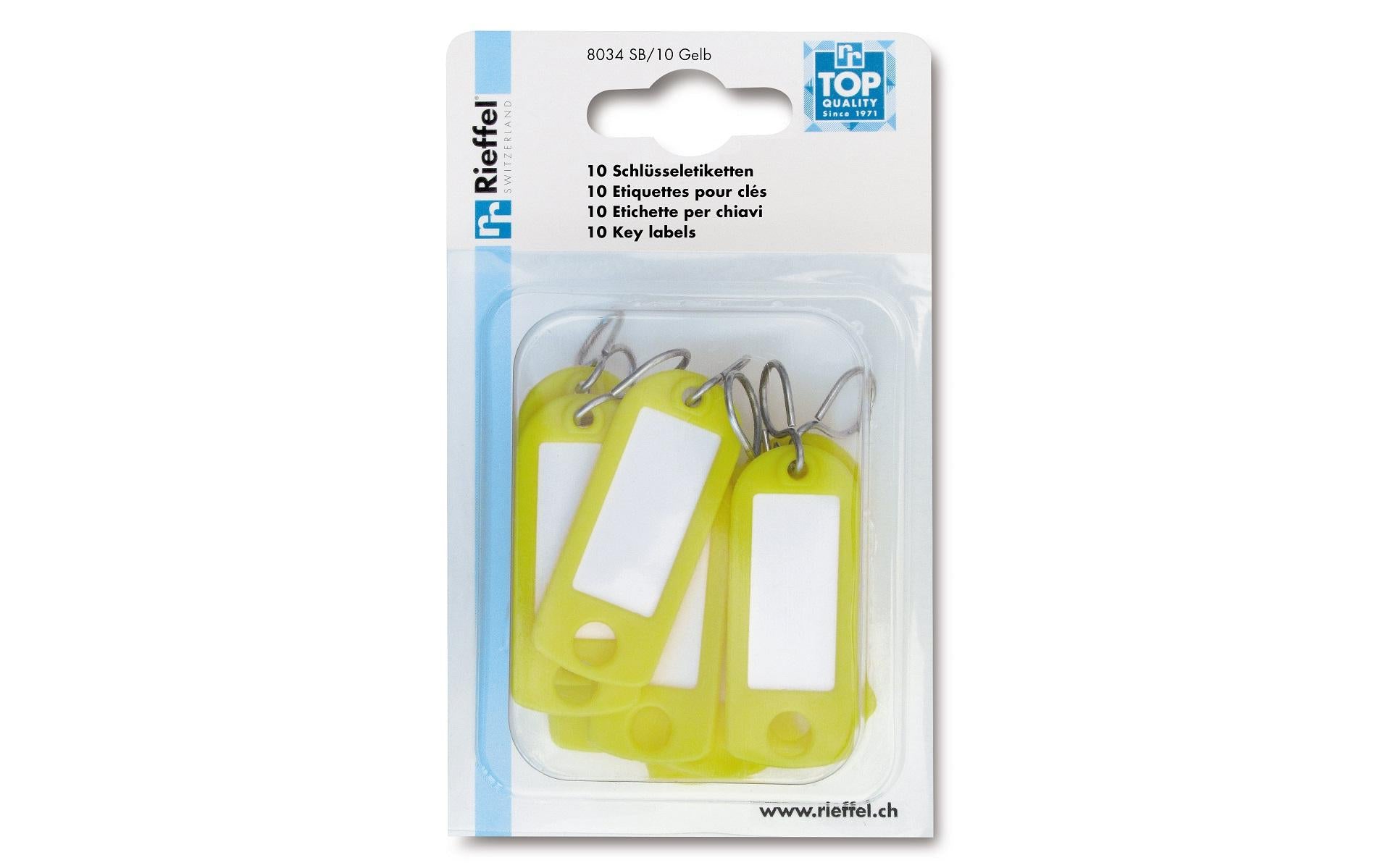 Rieffel Schlüsselanhänger – Kunststoff, Gelb, 22 × 55 mm, 10er-Pack