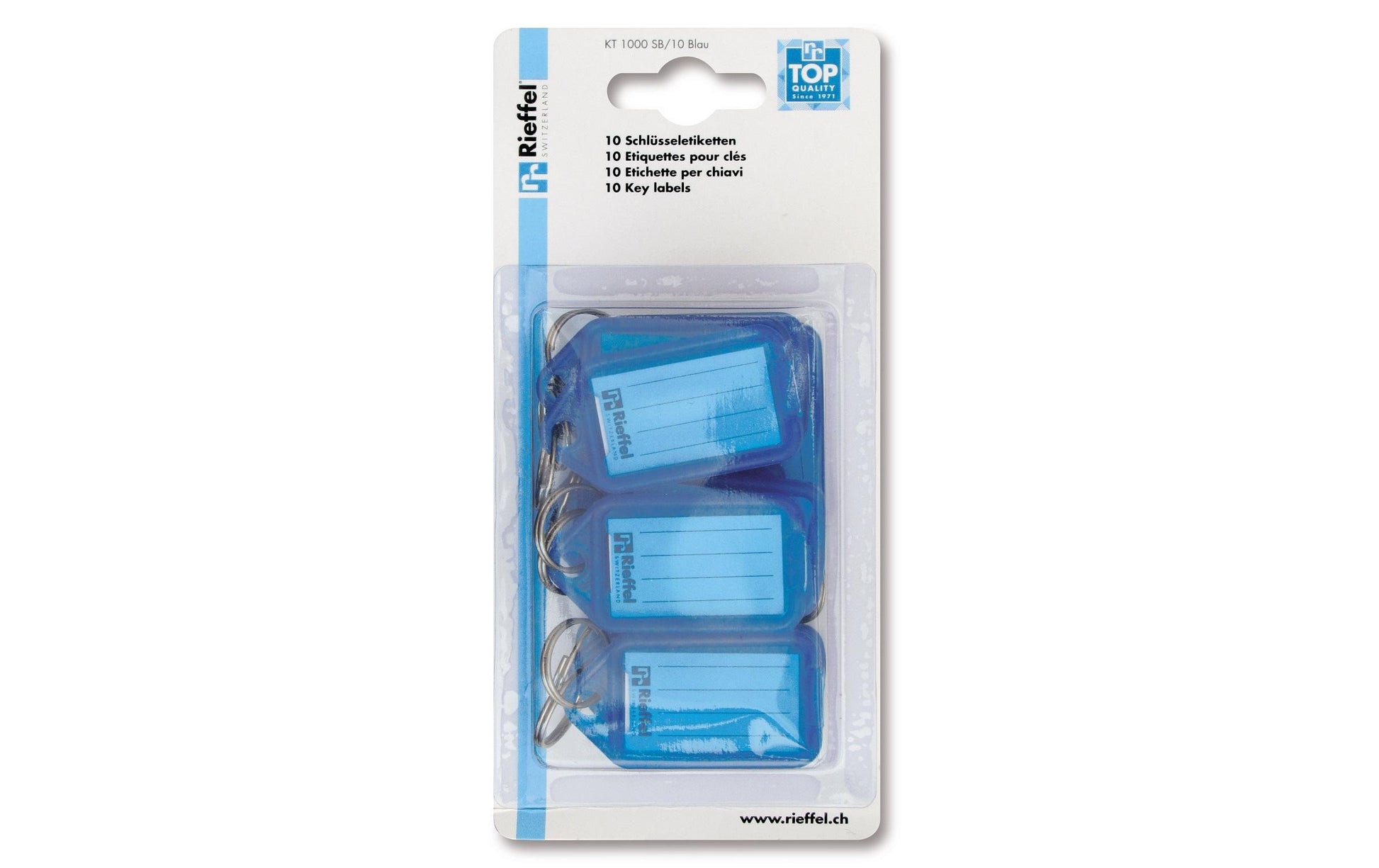Rieffel Schlüsselanhänger – Blau, 38 × 22 mm, 10er-Pack