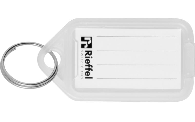 Rieffel Schlüsselschild – Transparent, 38 × 22 mm, 10er-Pack