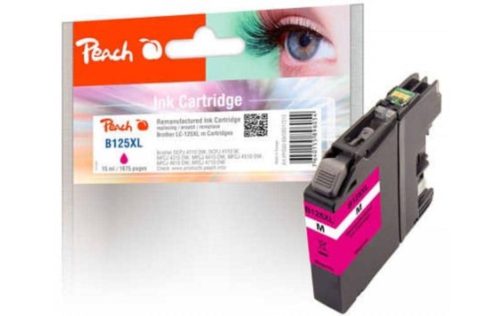 Peach LC-125XL Magenta Tintenpatrone (Kompatibel) – 1'675 Seiten – für Brother DCPJ 4110, MFCJ 4310, MFCJ 6520