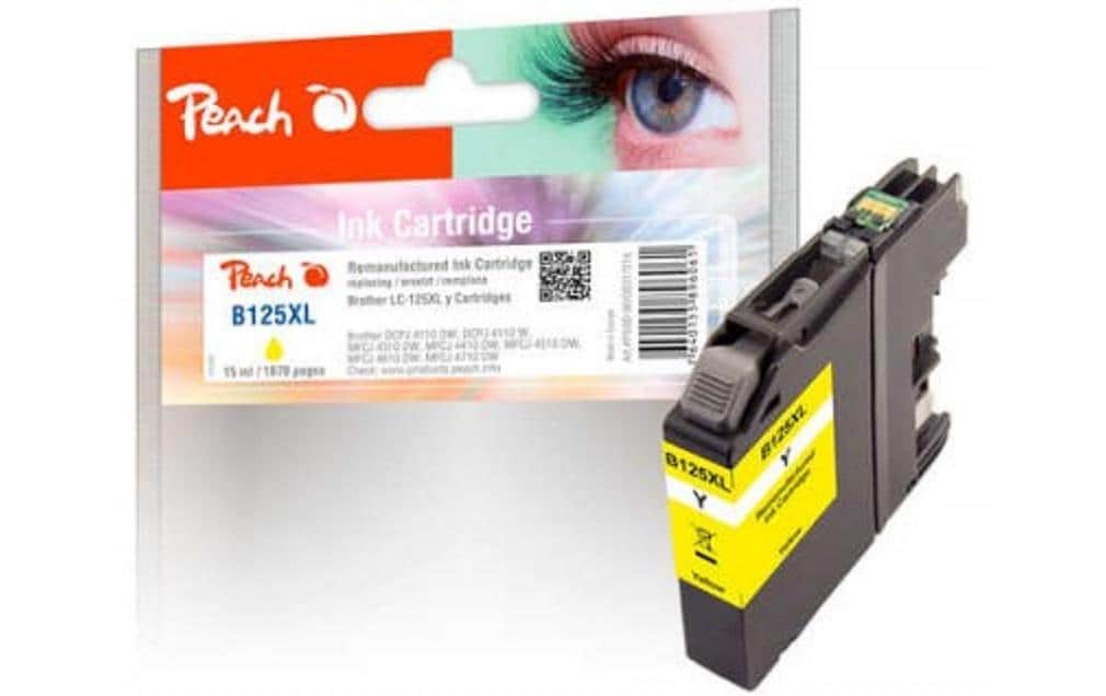 Peach LC-125XL Gelbe Tintenpatrone (Kompatibel) – 1'670 Seiten – für Brother MFC-J4610/4710/6520 …