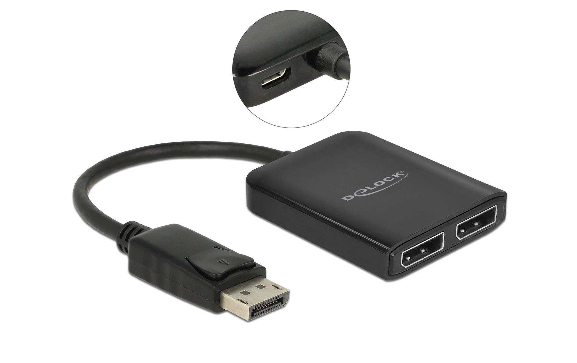 DeLOCK DisplayPort 1.4 Splitter – 1× DP zu 2× DP, 4K (3840 × 2160) @ 60 Hz, passiv, 0,2 m, HDCP 1.4/2.2