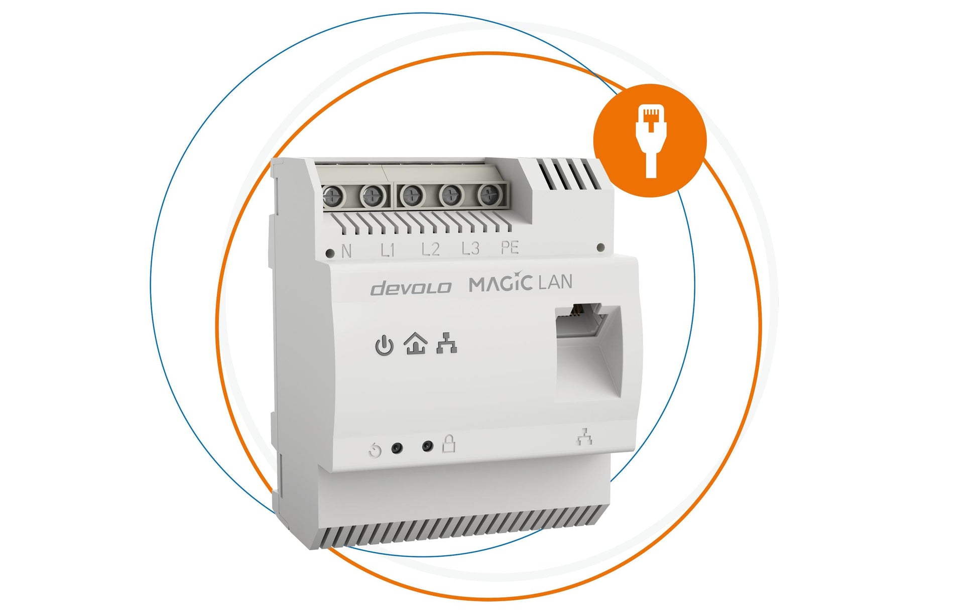 Devolo Magic 2 LAN DINschiene – Powerline Adapter – 2,4 Gbit/s, 1× 2,5G RJ‑45, Weiss