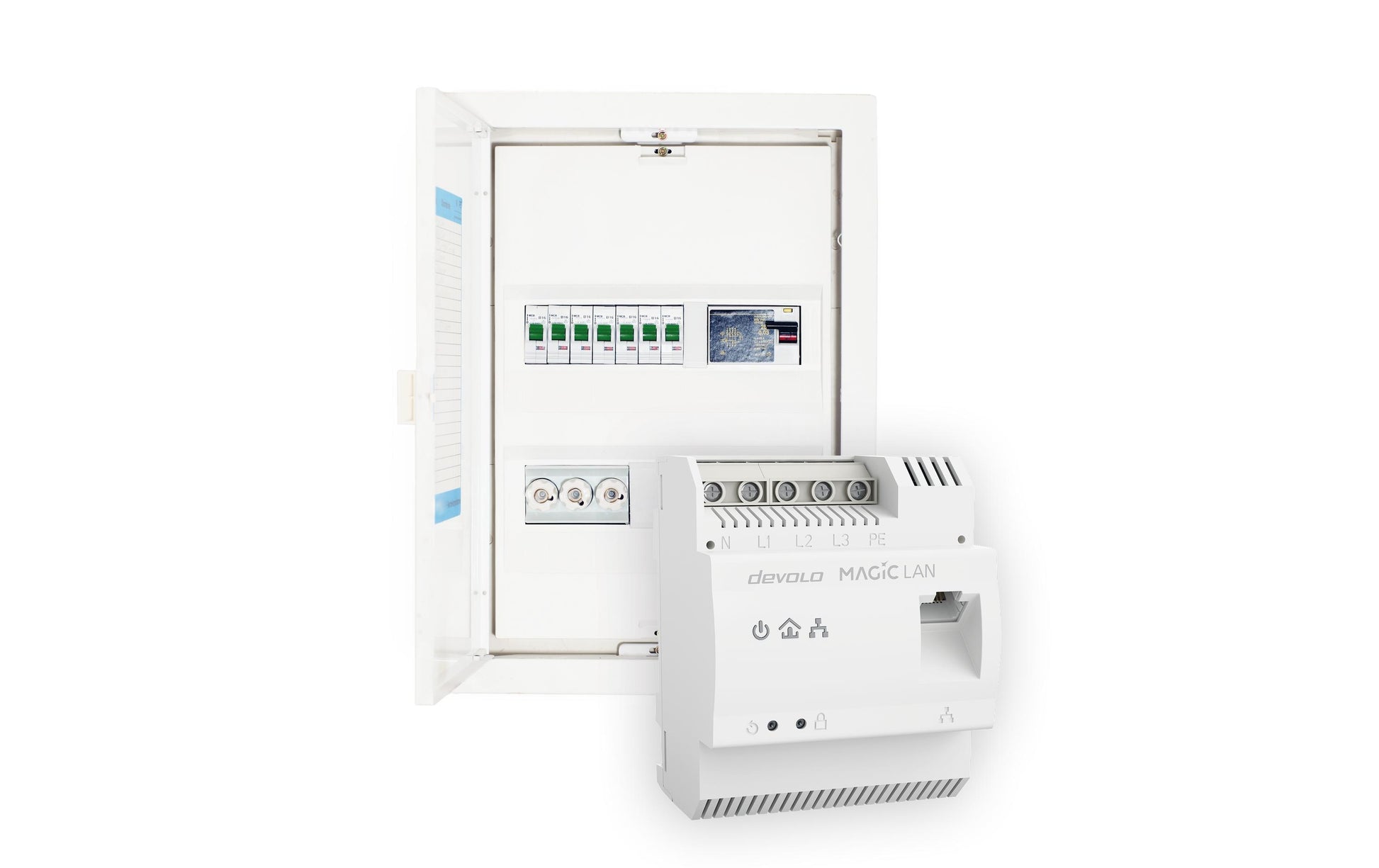 Devolo Magic 2 LAN DINschiene – Powerline Adapter – 2,4 Gbit/s, 1× 2,5G RJ‑45, Weiss