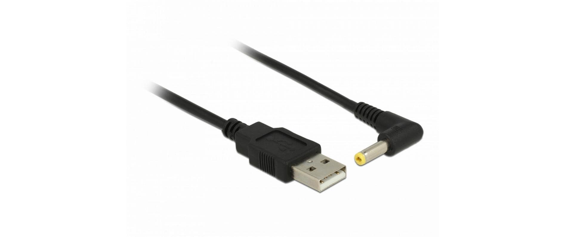 DeLOCK Spezial Stromkabel – USB-A zu 4,0×1,7 mm Hohlstecker (gewinkelt), 1,5 m, 5 V, schwarz, 5er-Set