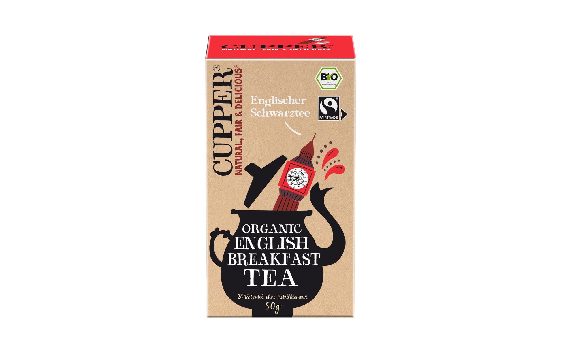 Cupper Tee Cupper – Schwarztee English Breakfast – Teebeutel 20 Beutel – Bio – Fairtrade