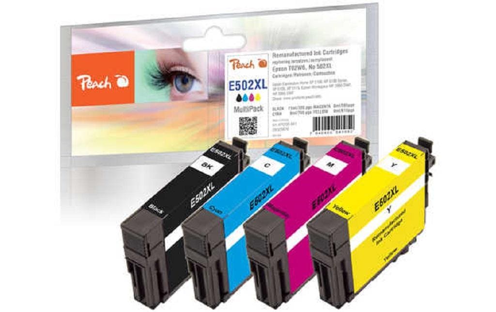Peach 502XL Tintenpatronen-Multipack, Schwarz/Cyan/Magenta/Gelb (Kompatibel) – für Epson XP-5100/5105/5115
