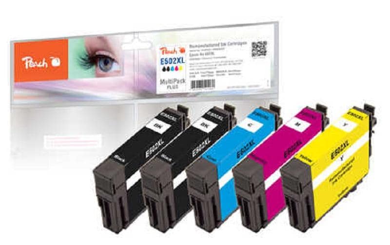 Peach 502XL Tintenpatronen-Multipack, Schwarz/Cyan/Magenta/Gelb (Kompatibel) – für Epson