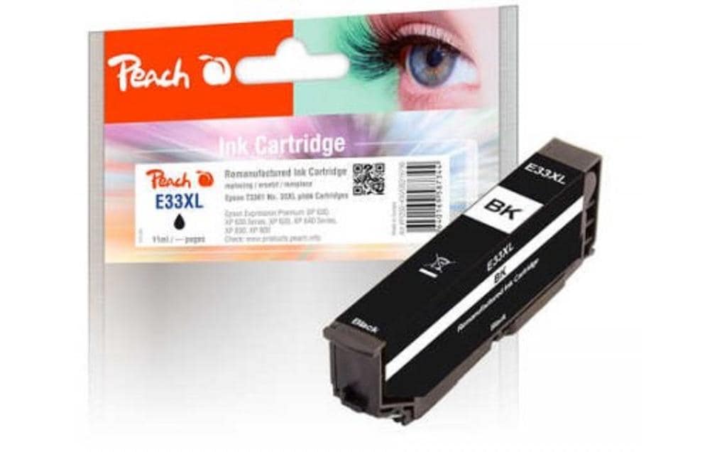 Peach 33XL Foto-Schwarz Tintenpatrone (Kompatibel) – 11 ml – für Epson Expression Premium XP-530/XP-540/XP-630