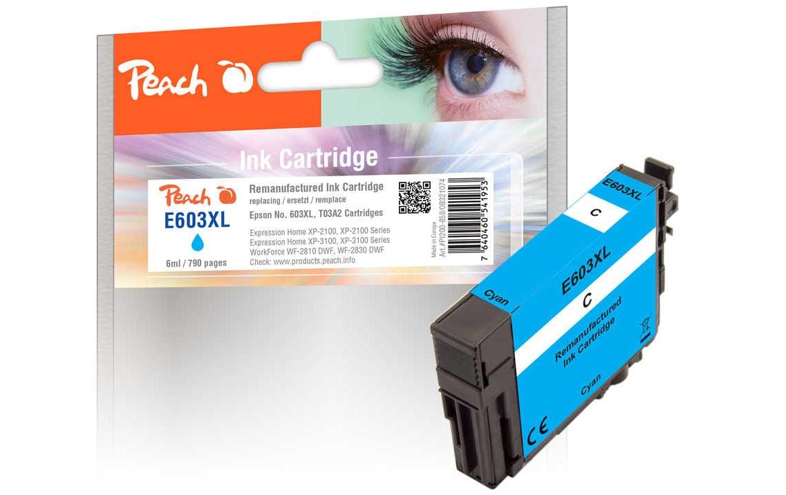Peach 603XL Cyan Tintenpatrone (Kompatibel) – 790 Seiten – für Epson Expression Home XP-2100/XP-3100/XP-4100