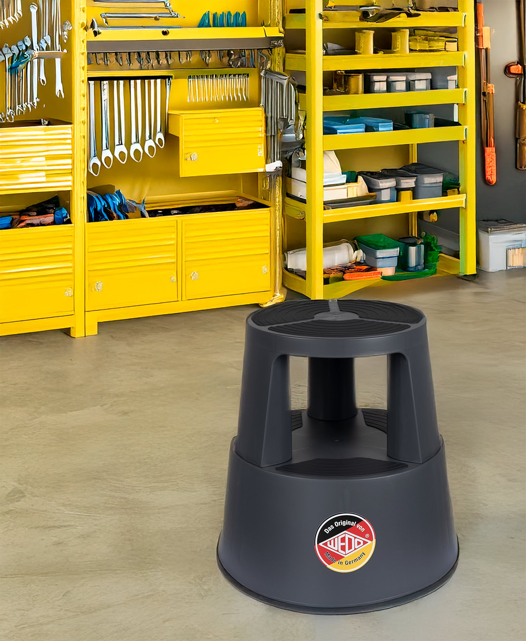 WEDO SuperStep Trittschemel – Kunststoff – Anthrazit, Anti-Rutsch-Stufe, bis 150 kg