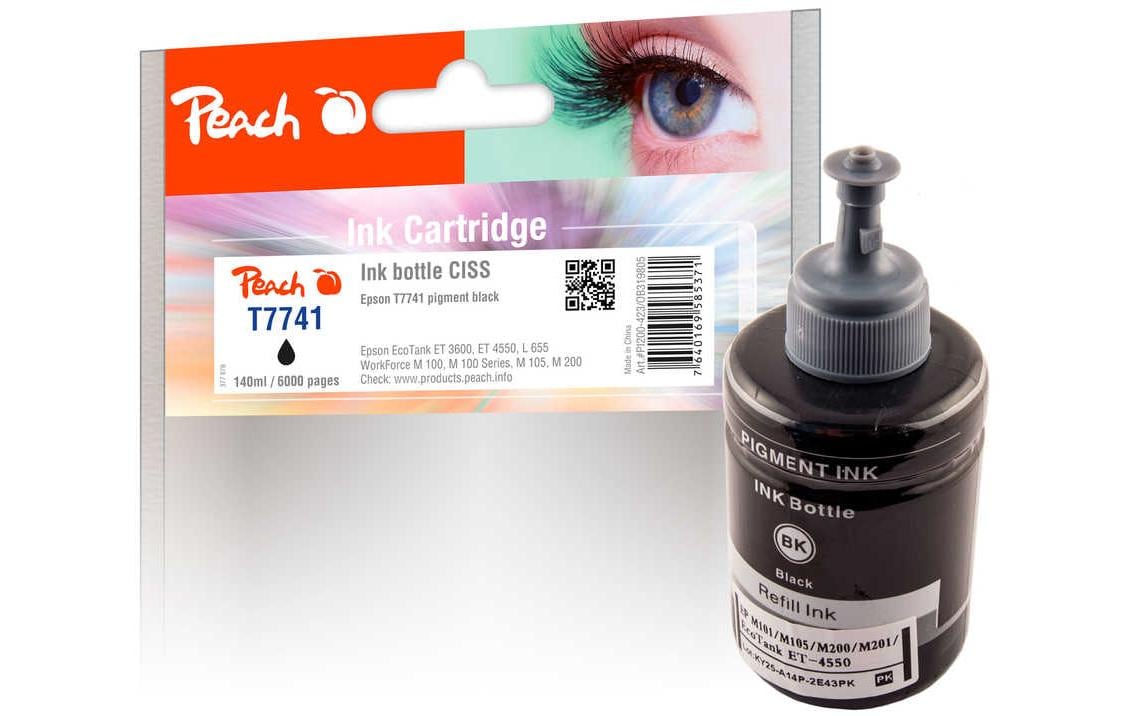 Peach T7741 Schwarz Tintenpatrone (Kompatibel) – 6'000 Seiten – für Epson EcoTank ET-3600/ET-4550/ET-16500, …