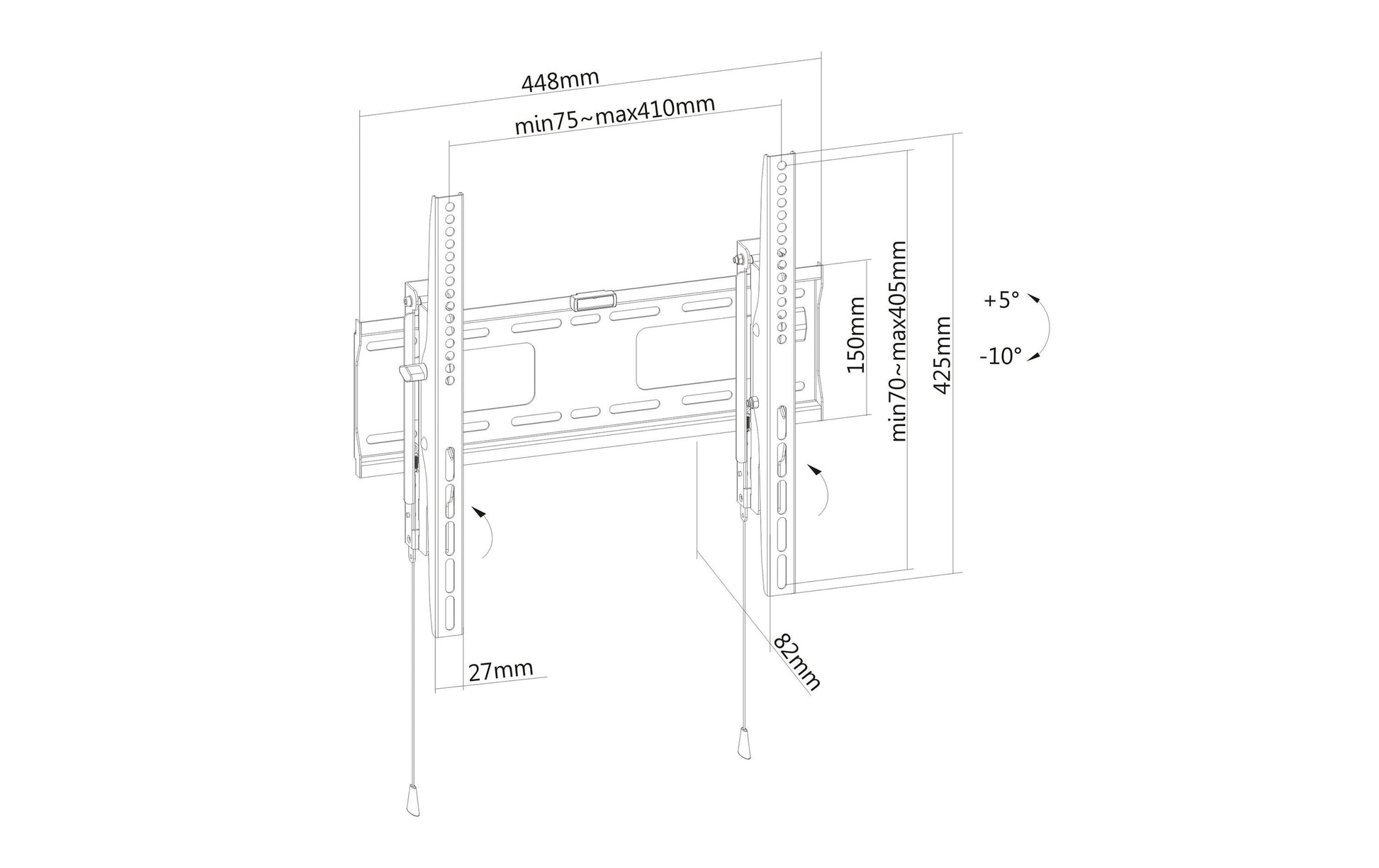 PureMounts Wandhalterung – Neigbar – 32–55" – VESA 200×200–400×400 – bis 50 kg, Diebstahlsicherung – PM-BTL400