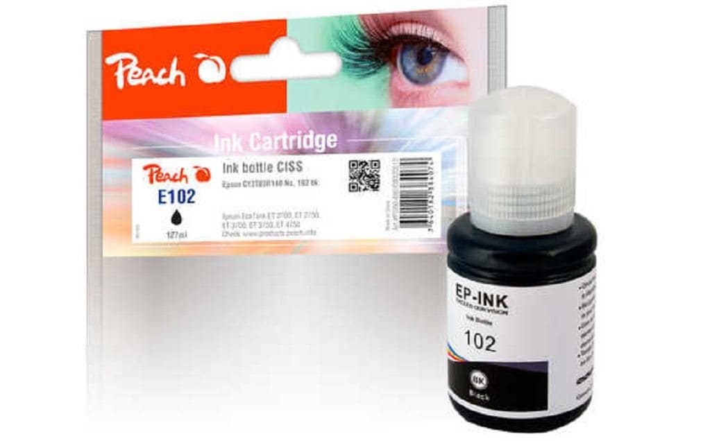 Peach 102 Schwarz Tintenpatrone (Kompatibel) – 7'500 Seiten – für Epson EcoTank ET-2700/ET-2750 …