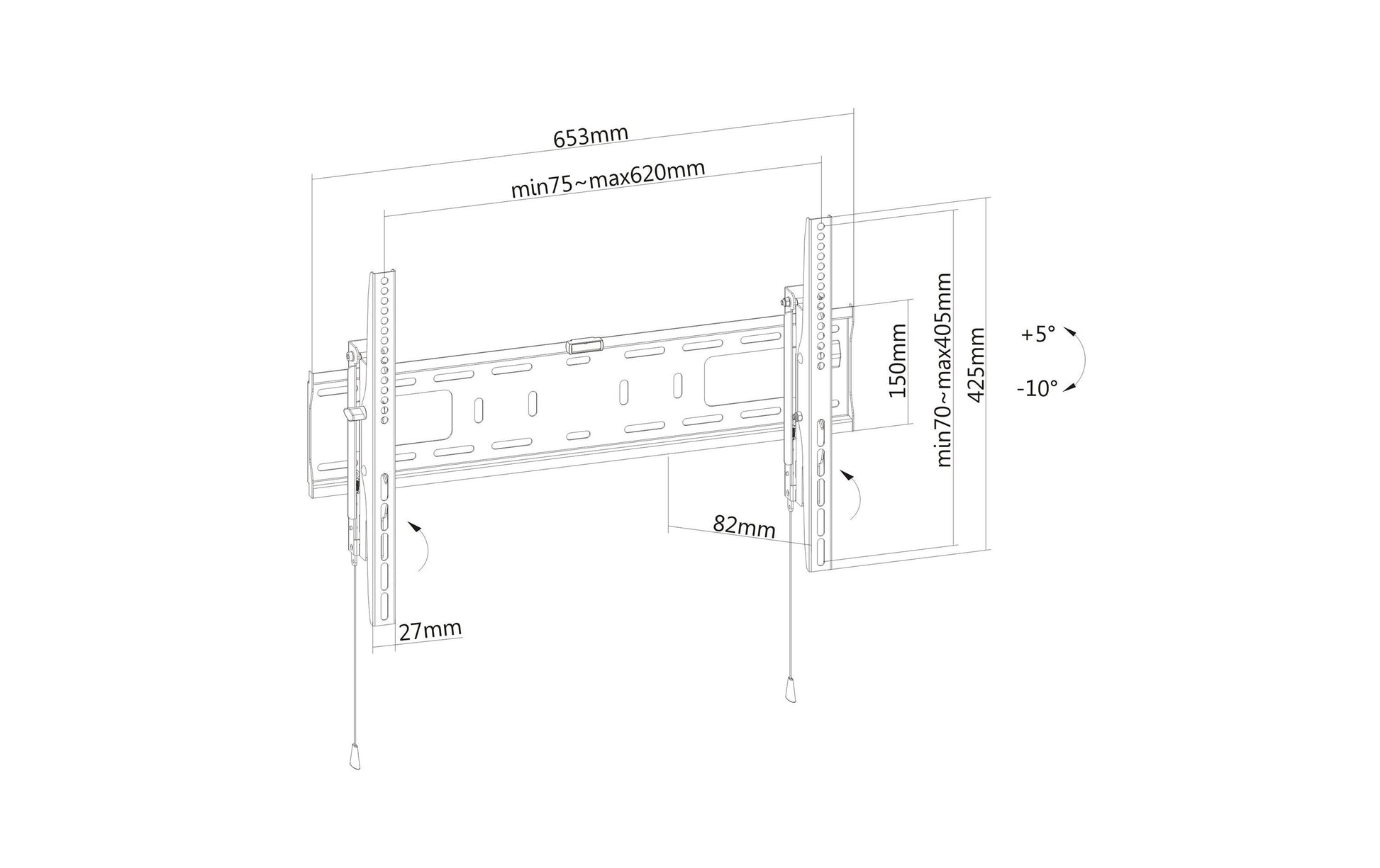 PureMounts Wandhalterung – Neigbar – 37–70" – VESA 200×200–600×400 – bis 50 kg, Diebstahlsicherung – PM-BTL600