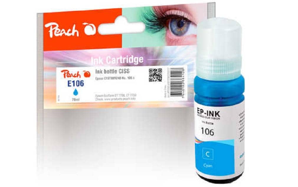 Peach 106 Cyan Tintenpatrone (Kompatibel) – 5'000 Seiten – für Epson EcoTank ET-7700/ET-7750, L 7100/7160/7180