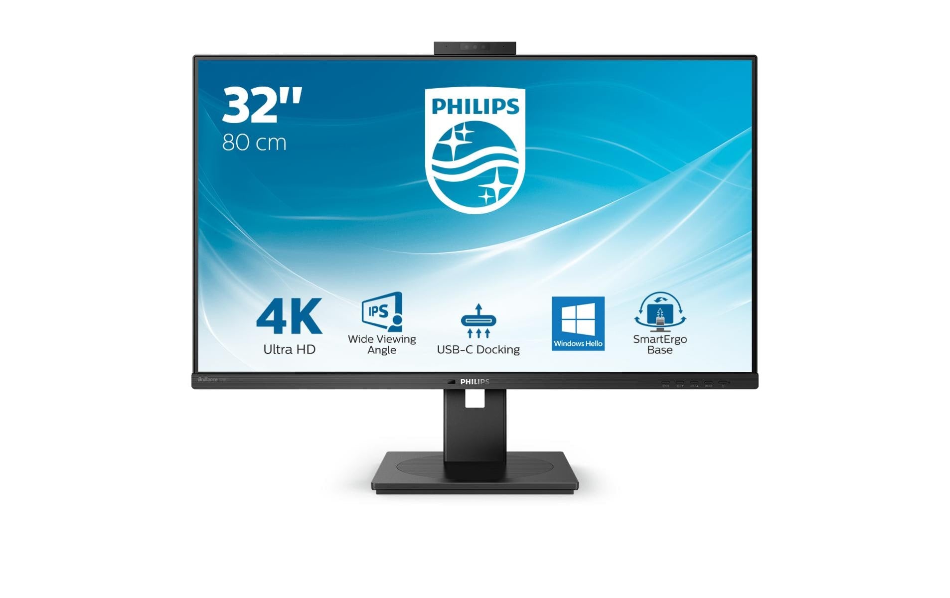 Philips 329P1H/00 – Monitor, 31,5", IPS, 60 Hz, 350 cd/m², Webcam, USB-C, USB-Hub, VESA 100 × 100, Schwarz