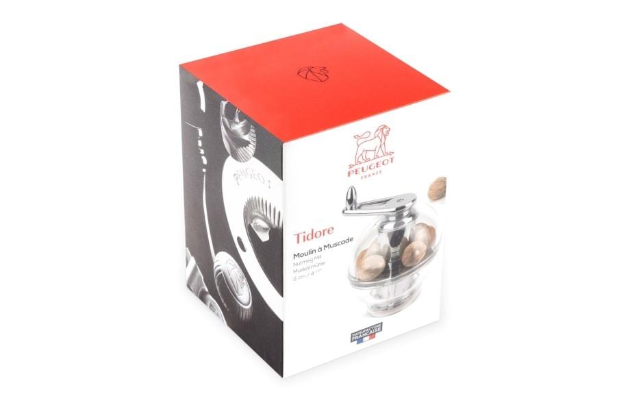 Peugeot Pfeffermühle Tidore – rund, einstellbares Schleifen – Acryl, Edelstahl – transparent – Ø 11 × H 9 cm