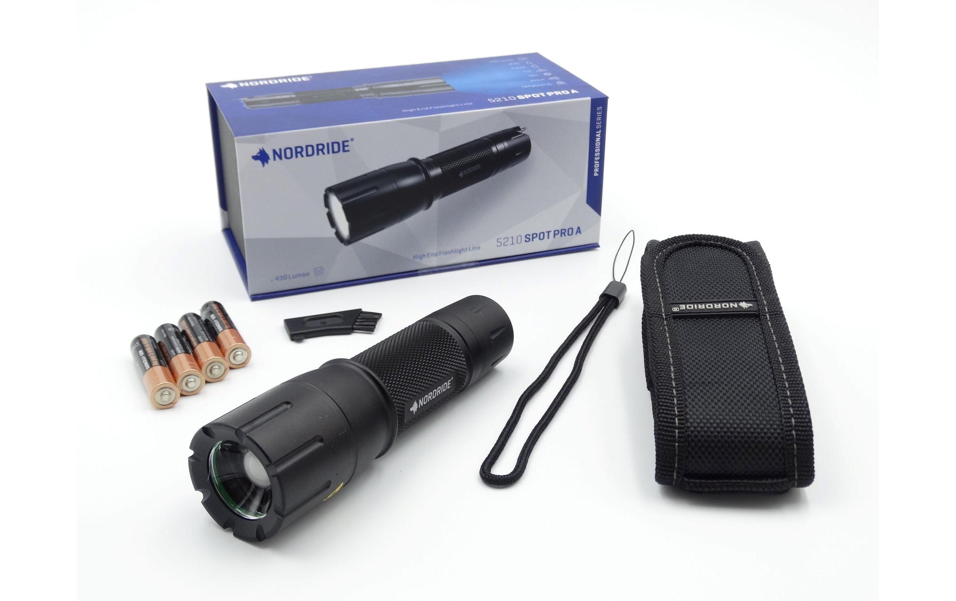 NORDRIDE Taschenlampe PRO A – 730 lm, 270 m, IP65, 6 Modi – Schwarz