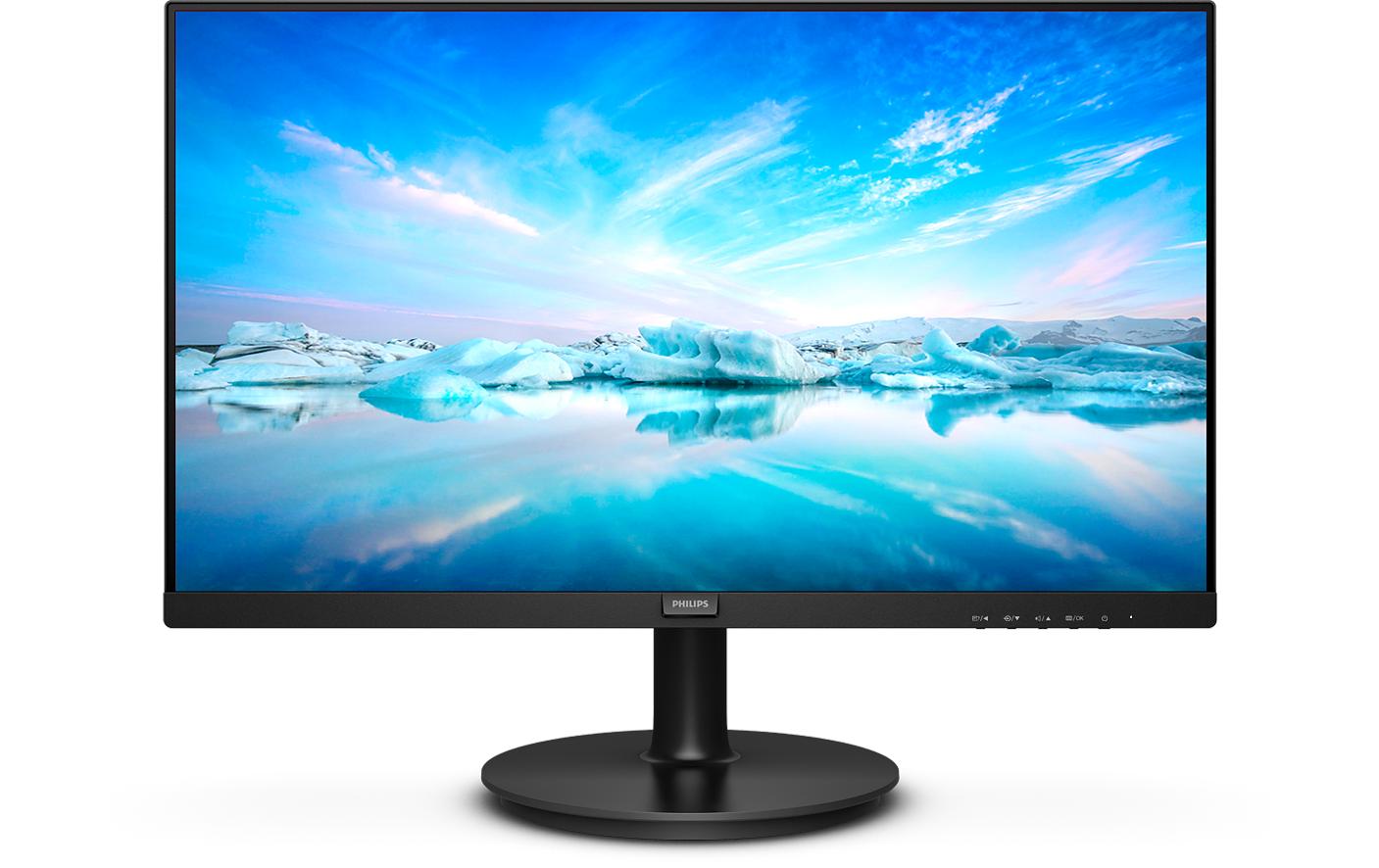 Philips 222V8LA/00 – Monitor, 21,5" 1920 × 1080 (Full HD), VA, 75 Hz, 250 cd/m², VESA 100 × 100, Schwarz
