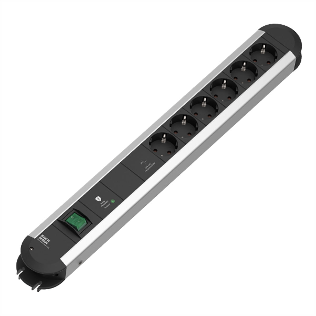 Bachmann PRIMO – Steckdosenleiste, 6× Schuko (Typ F), mit Schalter, 2 m, Stecker CEE 7/7 (Typ E/F)