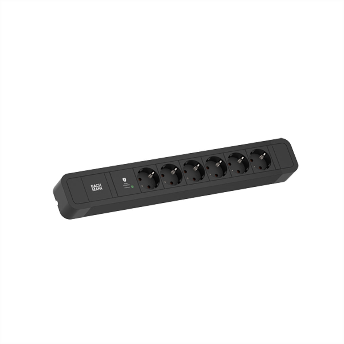 Bachmann Steckdosenleiste – 6×Schuko (Typ E/F), Überspannungsschutz, 2 m, Schutzkontakt-Winkelstecker